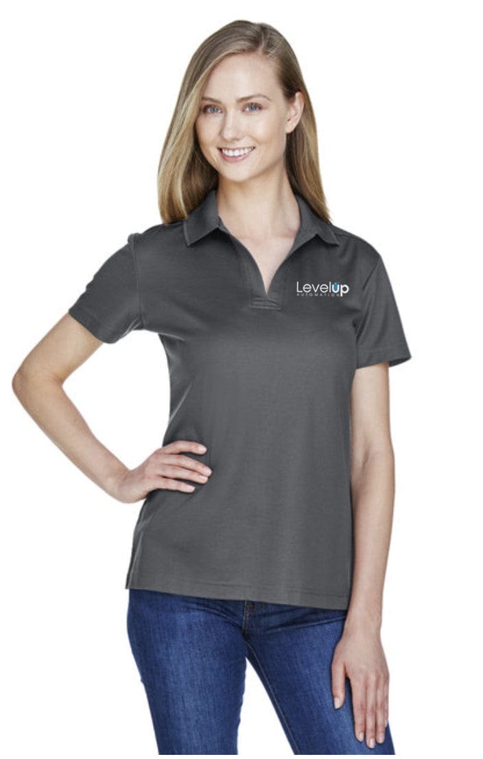 Level Up Automation Apparel & Accessories Women's Short Sleeve Polo Shirt, Gray